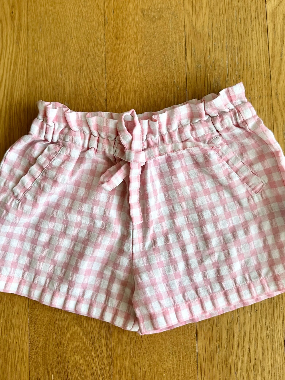 bobi Pink Gingham Tie-Waist Shorts